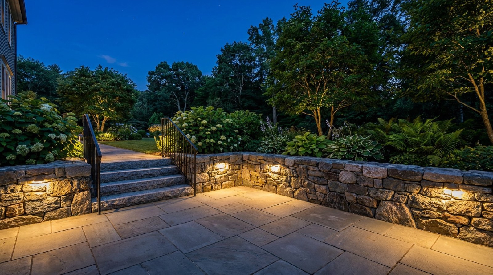 Granite retaining walls bluestone Concord MA