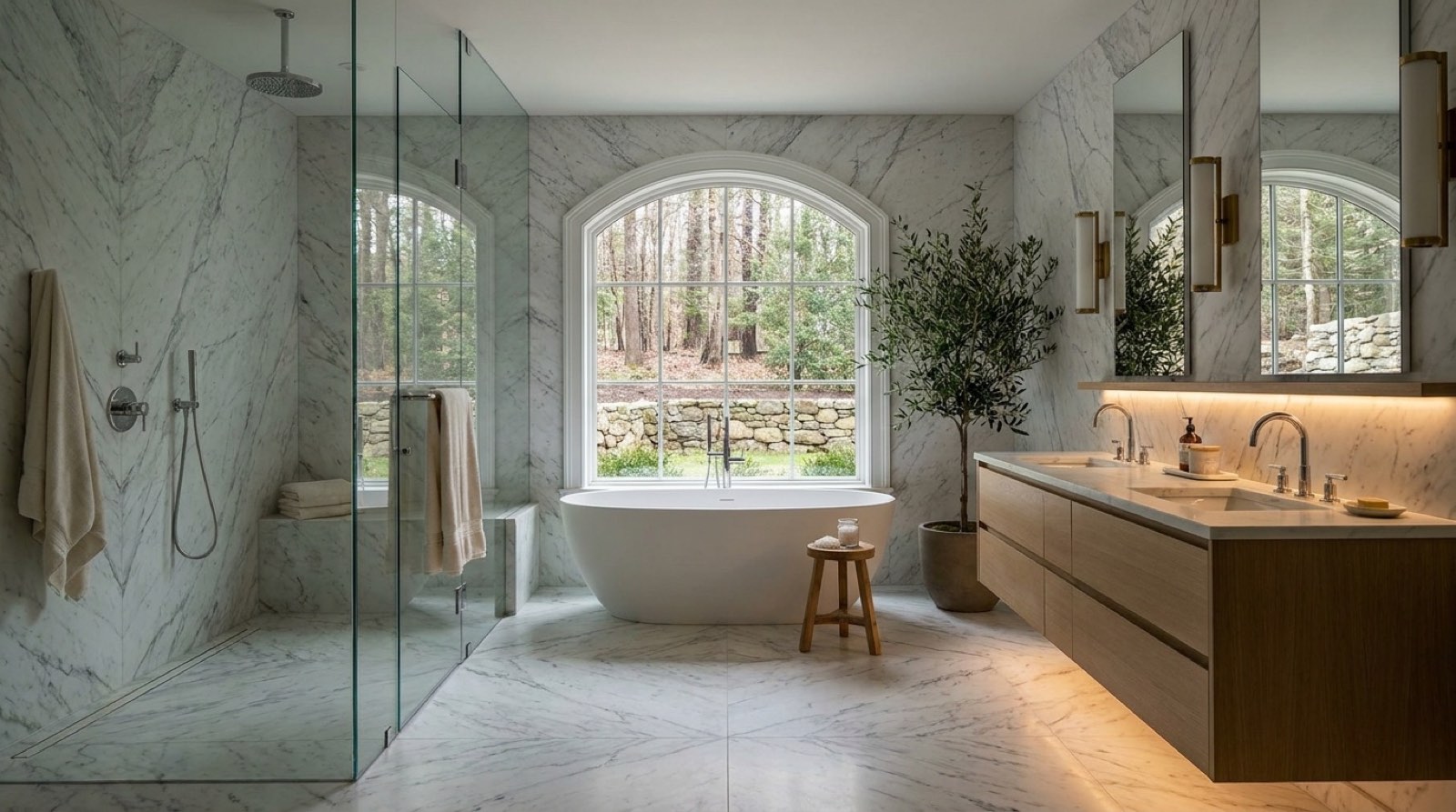 Luxury marble shower remodel Lexington MA